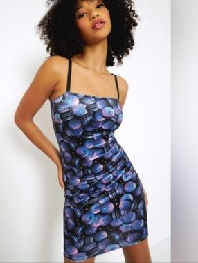 BLACKMILK SPACE MACAROONS Galaxy kawaii VELVET Mini Dress Purple/Blue M